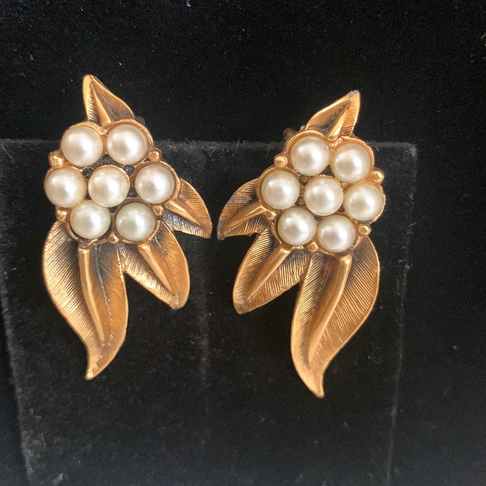 Vintage Tortolani Faux Pearl Climber Earrings